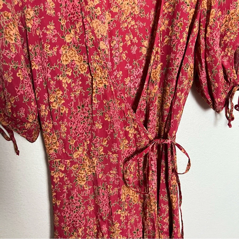 Christy Dawn Augusta Short Sleeve Midi Wrap Dress Thulian Floral Print Medium - Picture 8 of 9